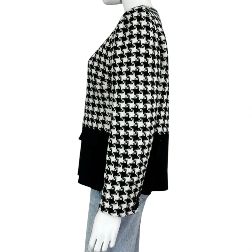Talbots Black Wool Blend Houndstooth Jacket Size 12 J0388